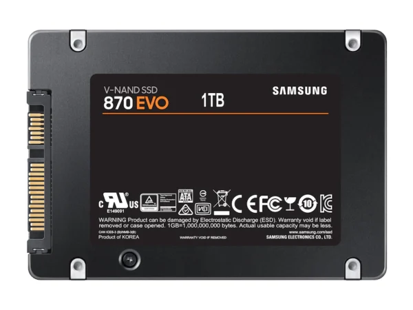 نمای پشت هارد اس اس دی اینترنال سامسونگ EVO 870 ظرفیت 1 ترابایت
